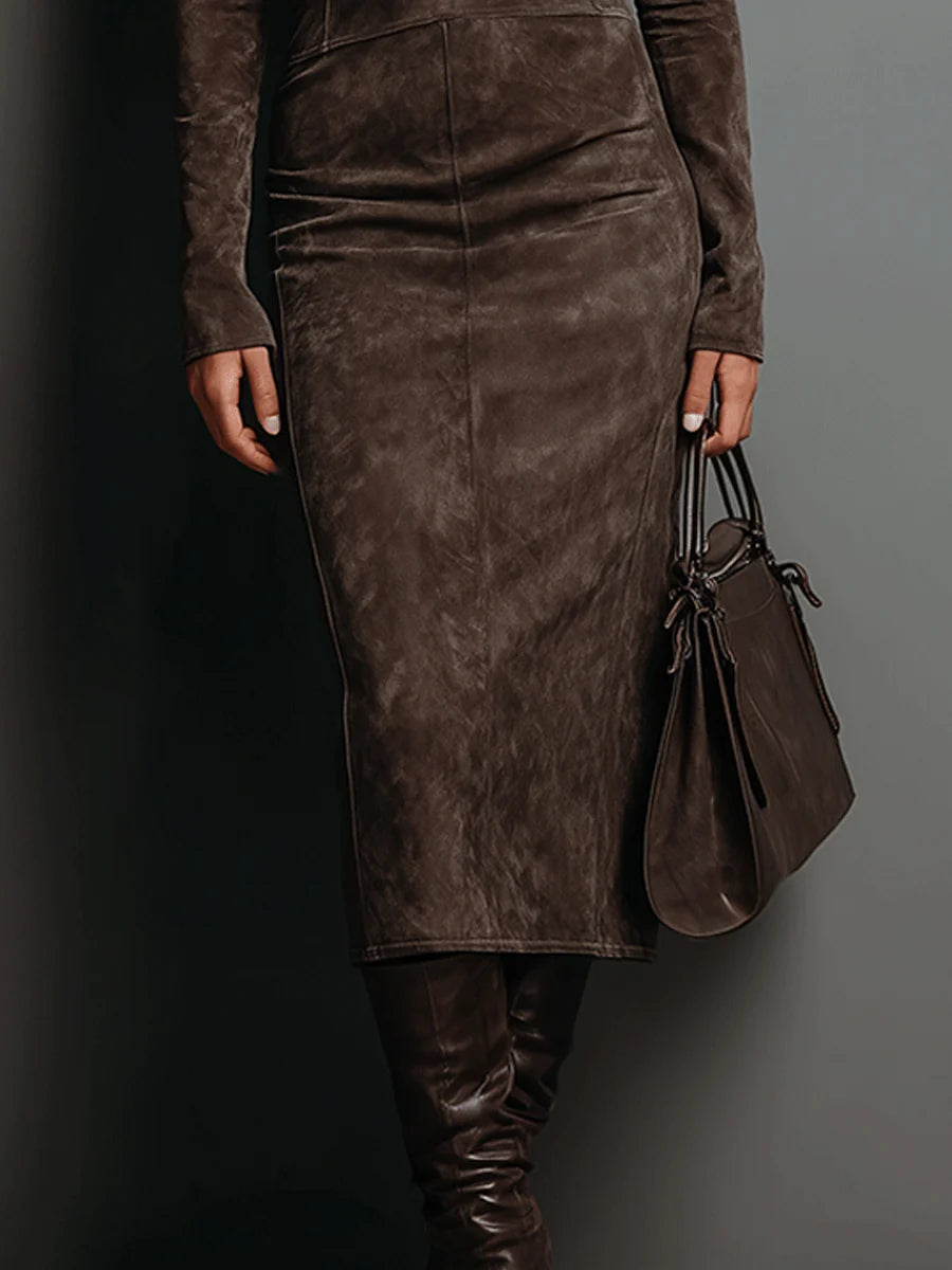 Avelyn™ | Frosina Suede Midi Dress
