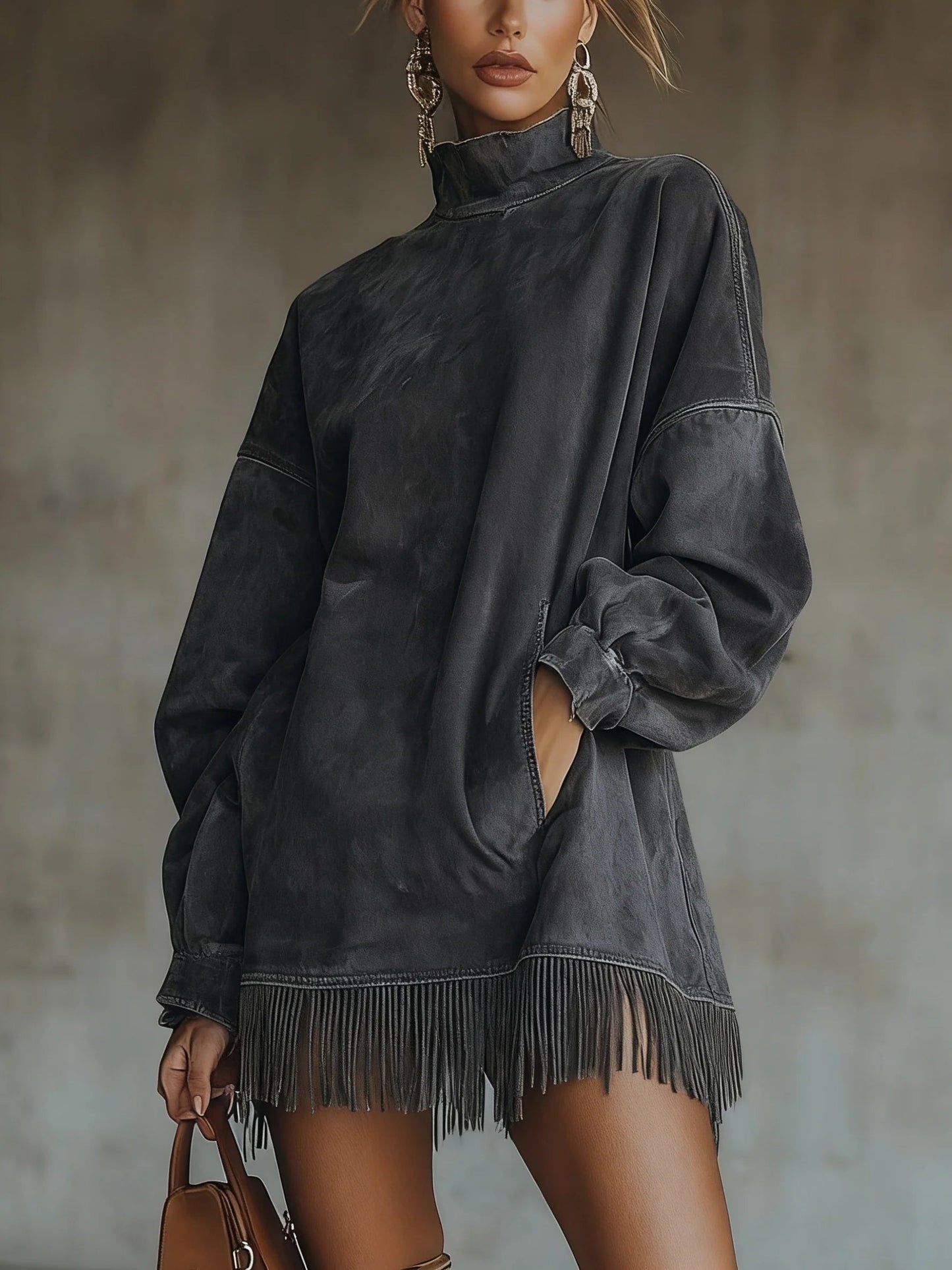 Avelyn™ | Suede Tunic Dress with Fringes Darcie