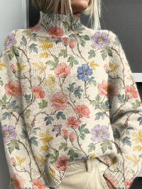 Micheline | Floral knit turtleneck jumper