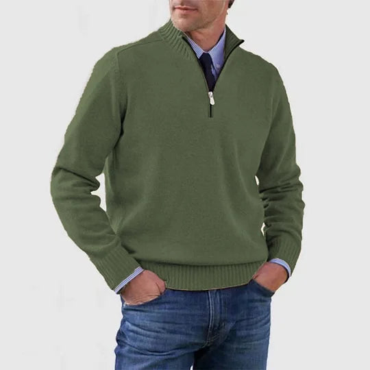 AVELYN LONDON™ | Elegant Mid-Zip Men's Jumper