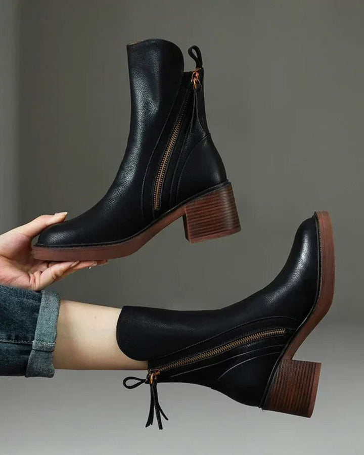 Marie™ | Leather Ankle Boots on a Comfortable Heel