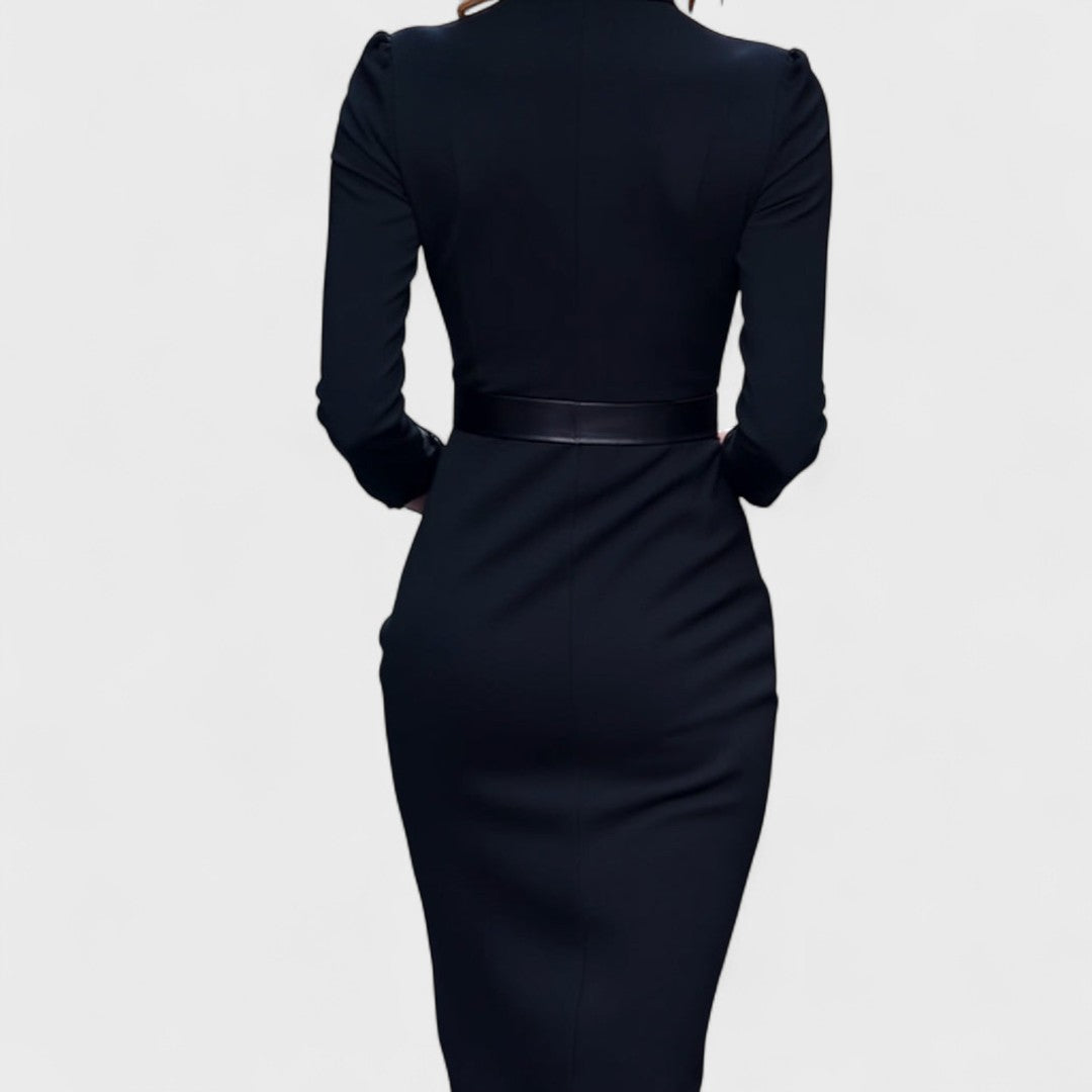 Avelyn™ | Mandarin Luxe – Maxi dress with belt