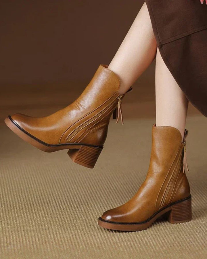 Marie™ | Leather Ankle Boots on a Comfortable Heel