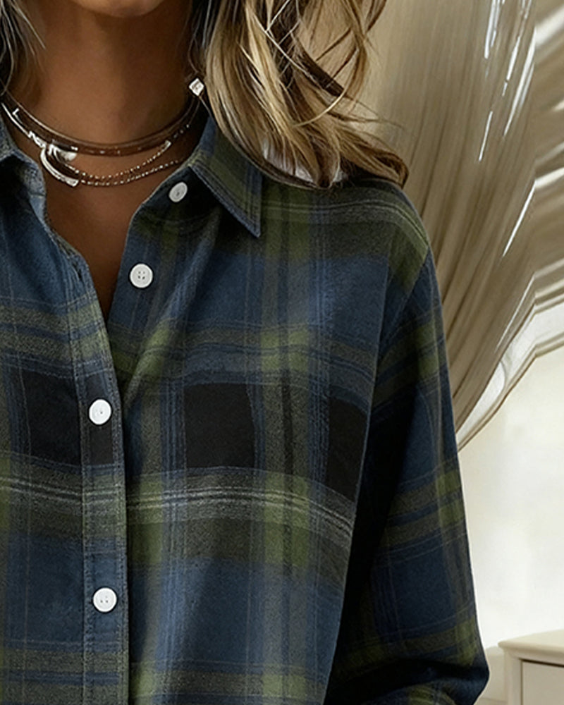 Daisy™ | Shirt with Check Pattern and Notched Collar