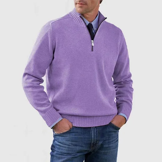 AVELYN LONDON™ | Elegant Mid-Zip Men's Jumper