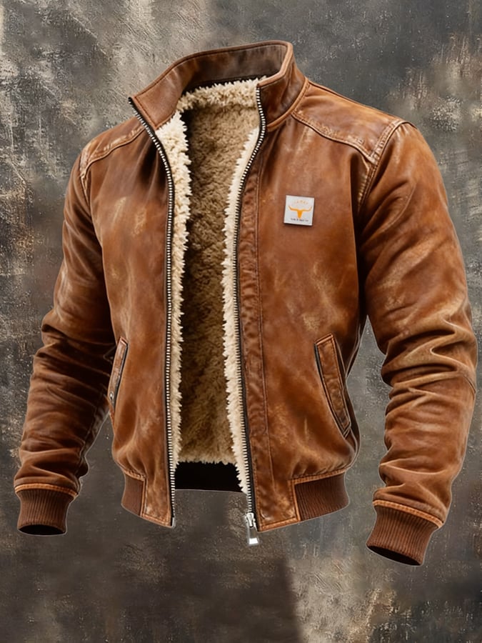 OLIVER™ | JACKET WITH A DISTRESSED SUEDE EFFECT AND STRUCTURED COLLAR