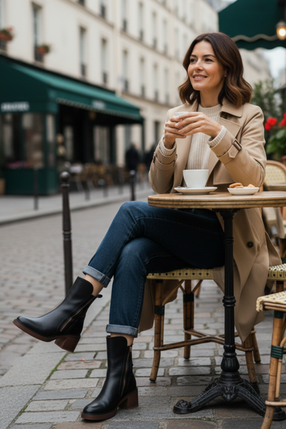 Valorine | Black Leather Ankle Boots