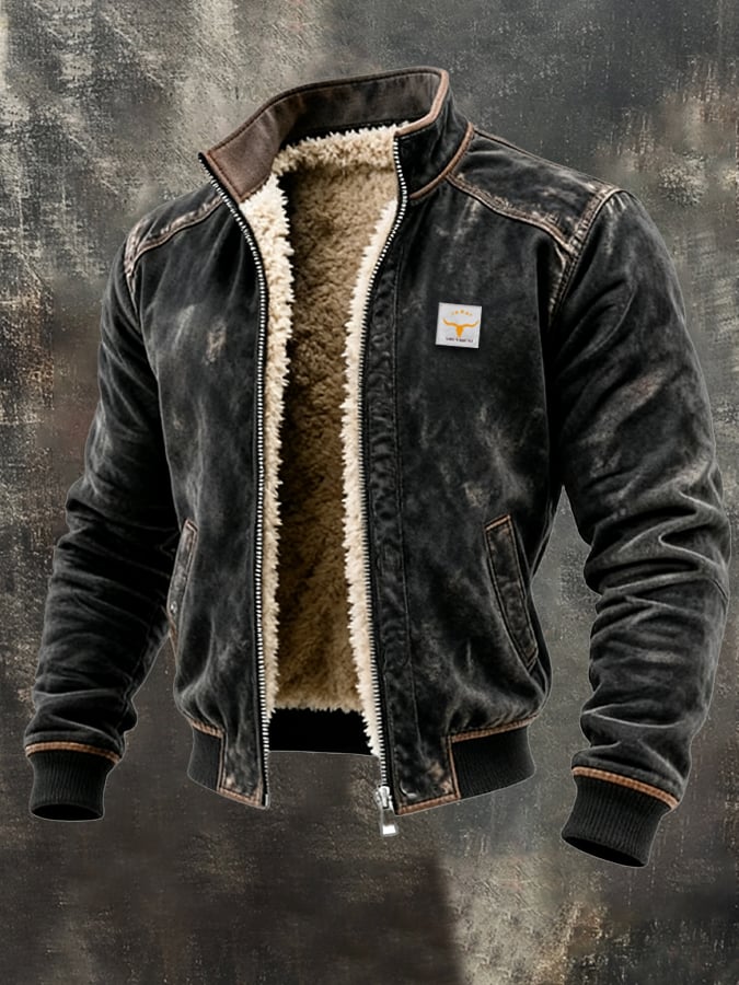 OLIVER™ | JACKET WITH A DISTRESSED SUEDE EFFECT AND STRUCTURED COLLAR