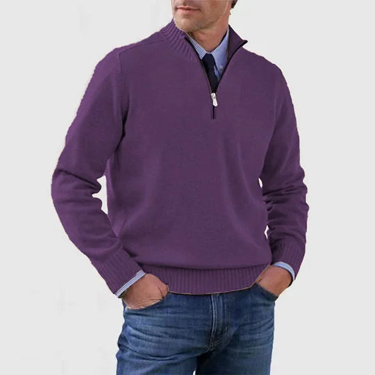 AVELYN LONDON™ | Elegant Mid-Zip Men's Jumper