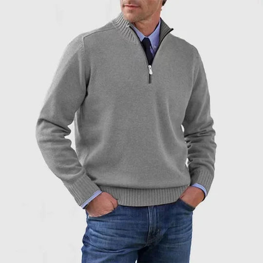 AVELYN LONDON™ | Elegant Mid-Zip Men's Jumper