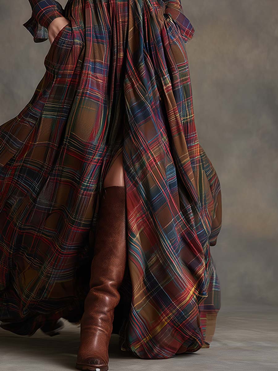 Avelyn™ - Maxi Check Shirt Dress