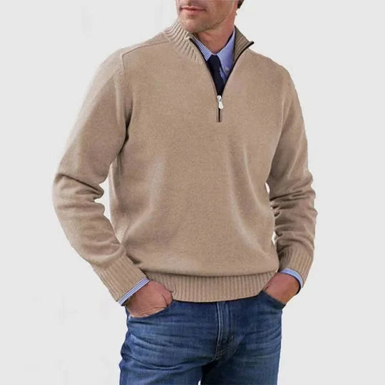 AVELYN LONDON™ | Elegant Mid-Zip Men's Jumper