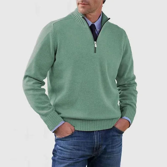 AVELYN LONDON™ | Elegant Mid-Zip Men's Jumper
