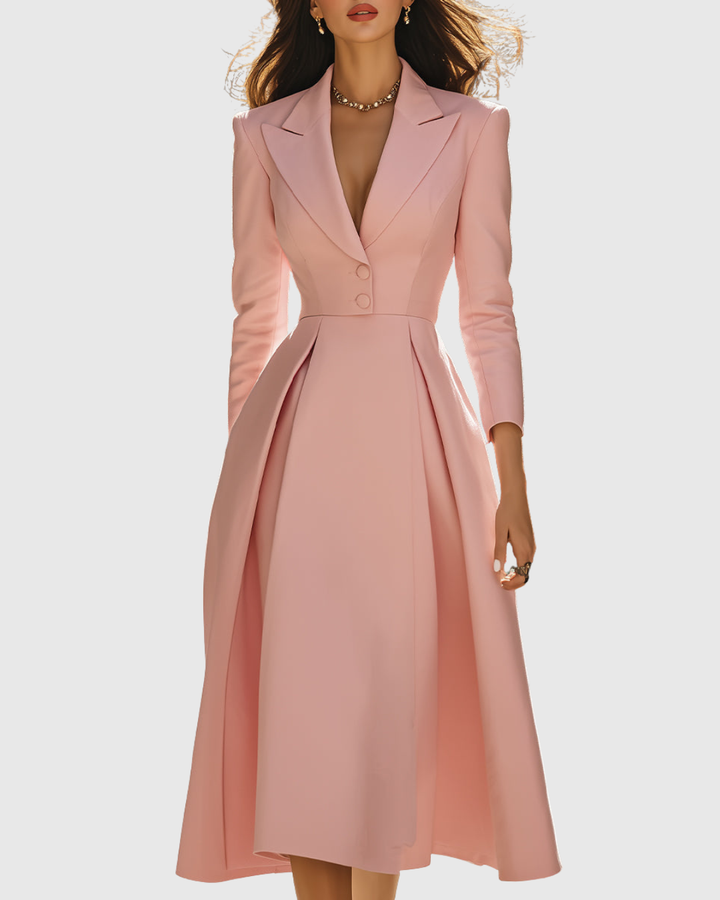 Ceryth | Elegant Pleated Blazer Midi Dress