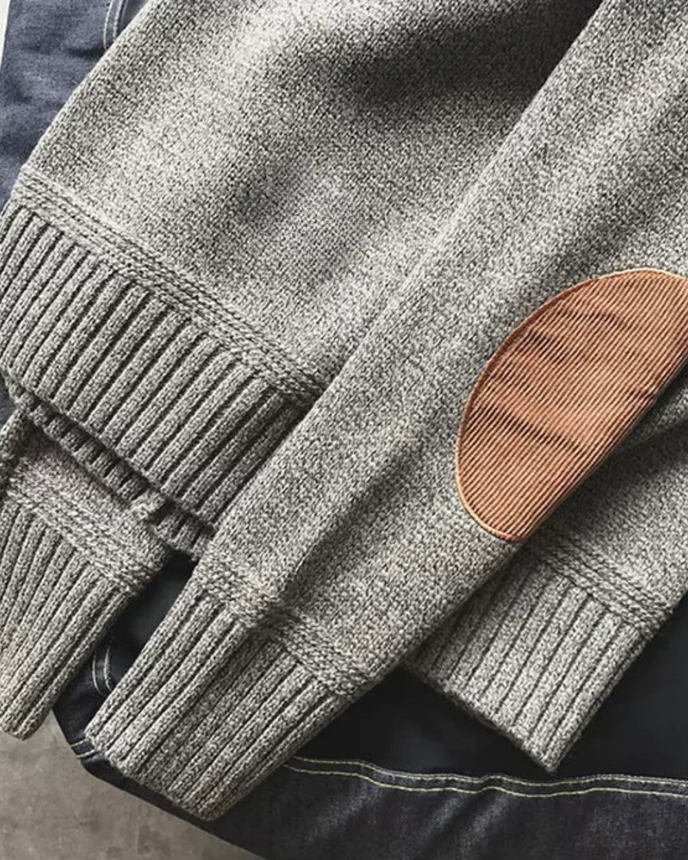 Henry | Heritage Wool Sweater with Suede Elbow Patches