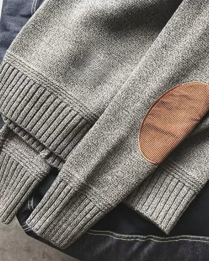 Henry | Heritage Wool Sweater with Suede Elbow Patches