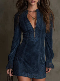 Avelyn™ | Aurora Suede Mini Dress with Lace
