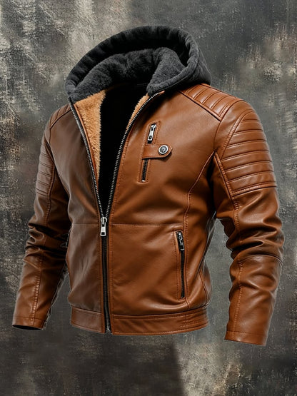 DANIEL™ | HOODED JACKET WITH LEATHER EFFECT AND ZIP