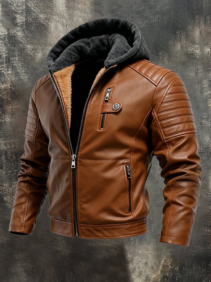 DANIEL™ | HOODED JACKET WITH LEATHER EFFECT AND ZIP