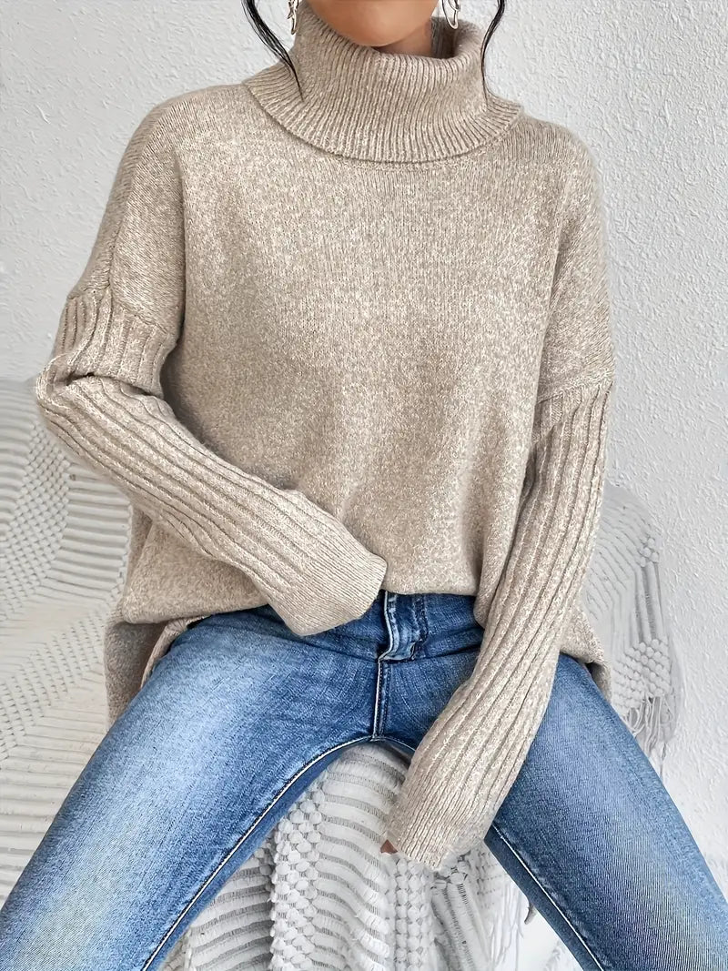BRIGITTE – LONG ROLL NECK PULLOVER
