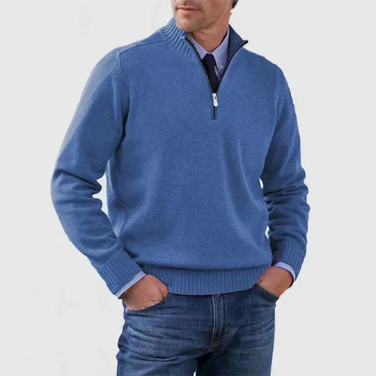 AVELYN LONDON™ | Elegant Mid-Zip Men's Jumper