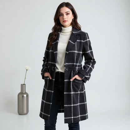 Bożena | Retro Tweed Check Jacket with Collar