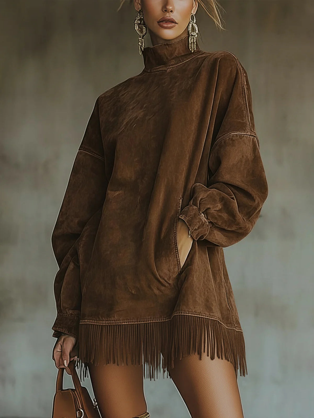 Avelyn™ | Suede Tunic Dress with Fringes Darcie