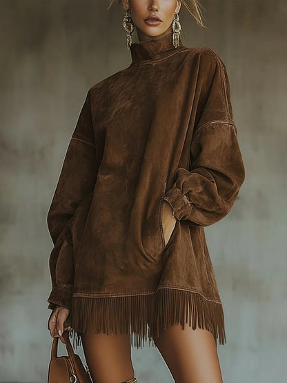Avelyn™ | Suede Tunic Dress with Fringes Darcie