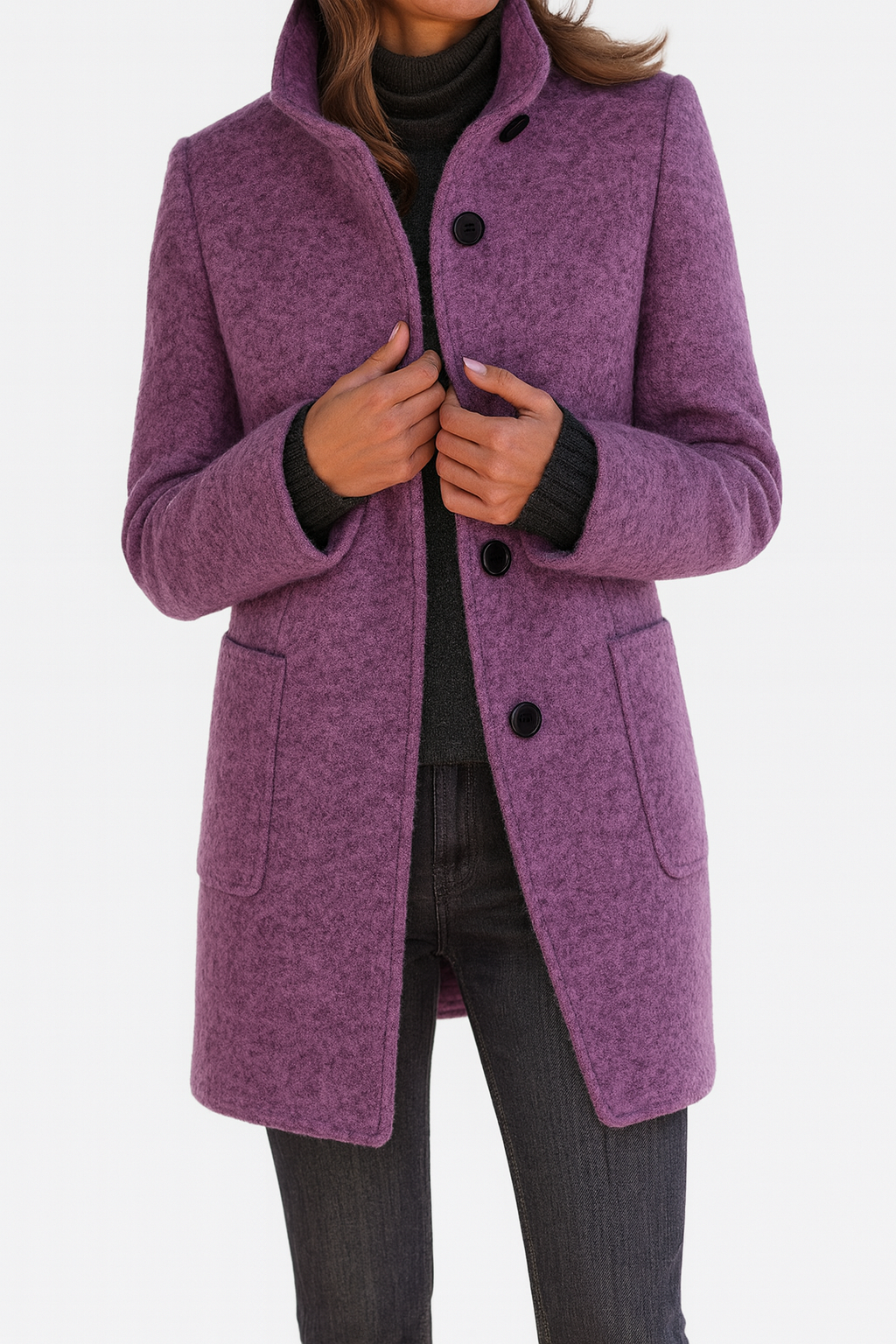 LIDIA | Jacket with High Collar Made from Wool Blend