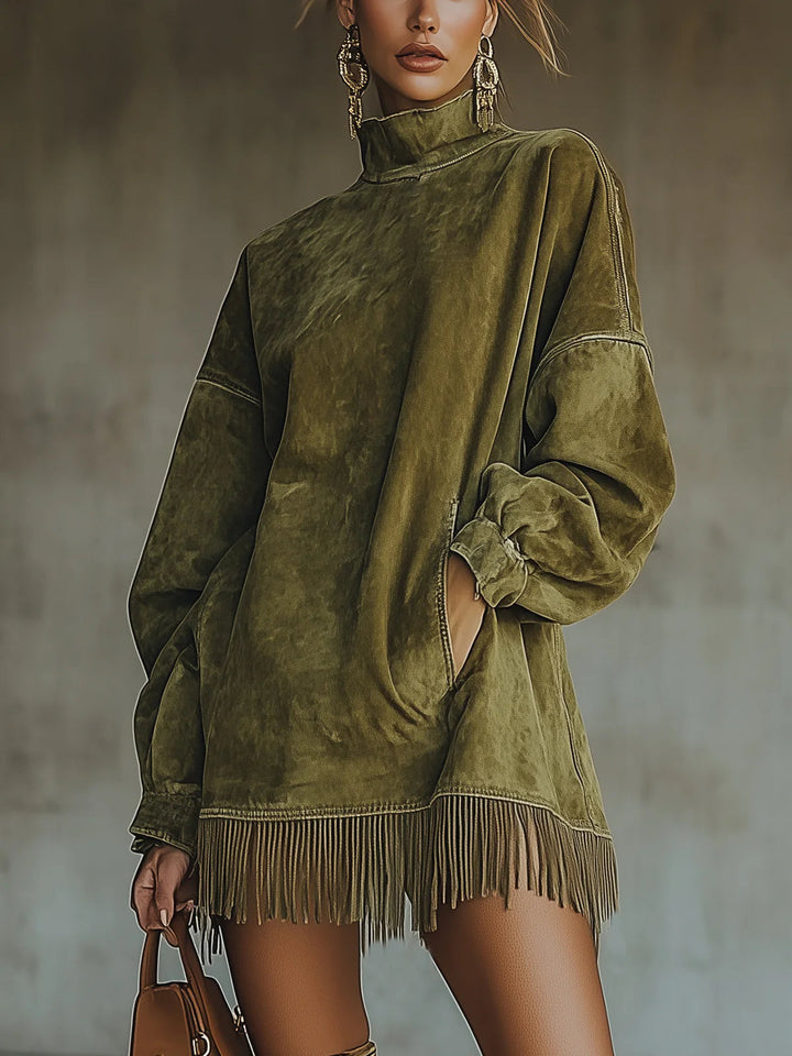 Avelyn™ | Suede Tunic Dress with Fringes Darcie