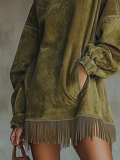 Avelyn™ | Suede Tunic Dress with Fringes Darcie