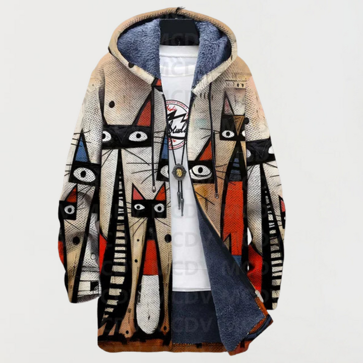 Cleo | Abstract Hoodie with Cat