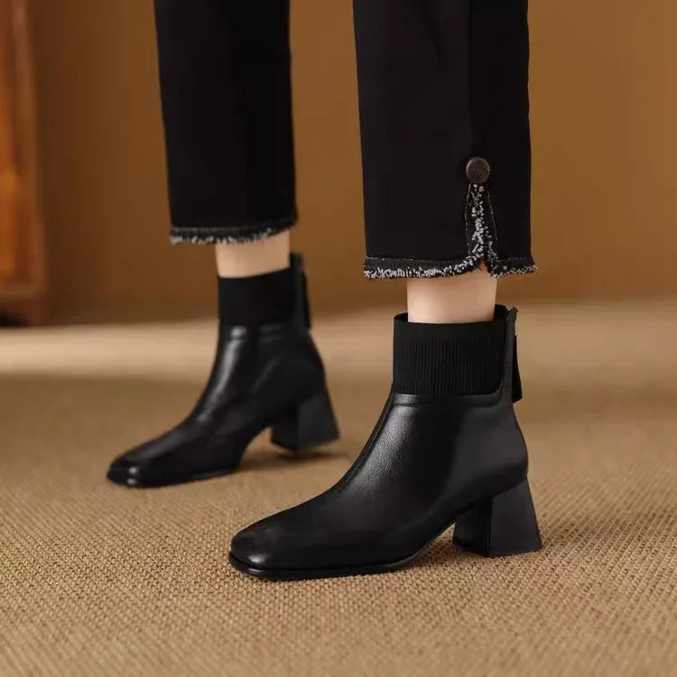 Klaudia | Elegant Winter Ankle Boots on Chunky Heel