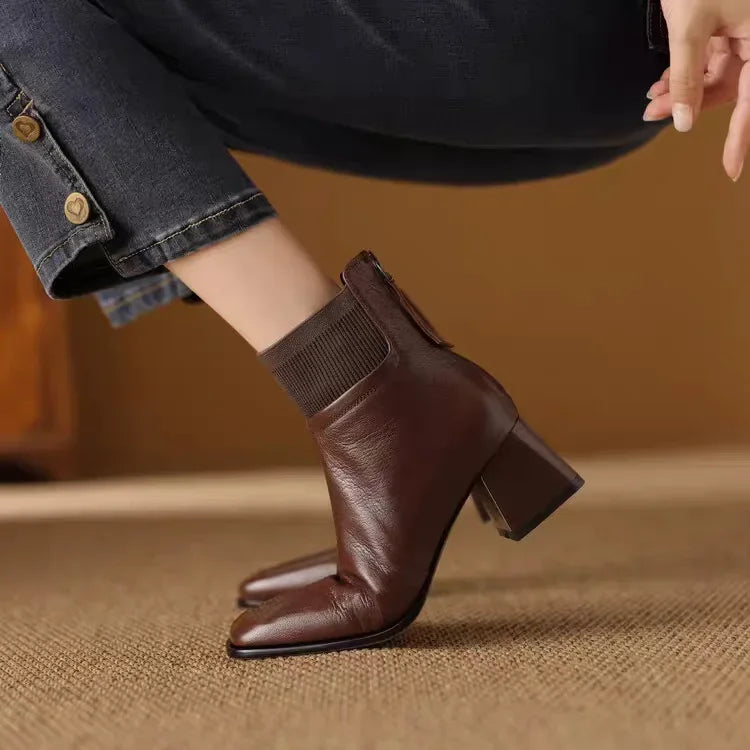 Klaudia | Elegant Winter Ankle Boots on Chunky Heel