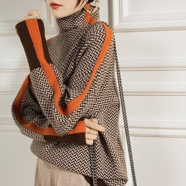 June | Eleanor | Herringbone Luxe Turtleneck