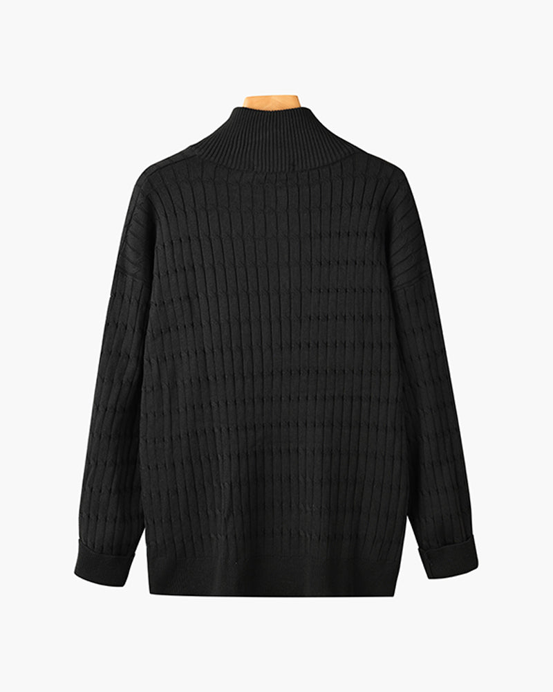 AVELYN LONDON™ | Wavy Half-Zip Sweater