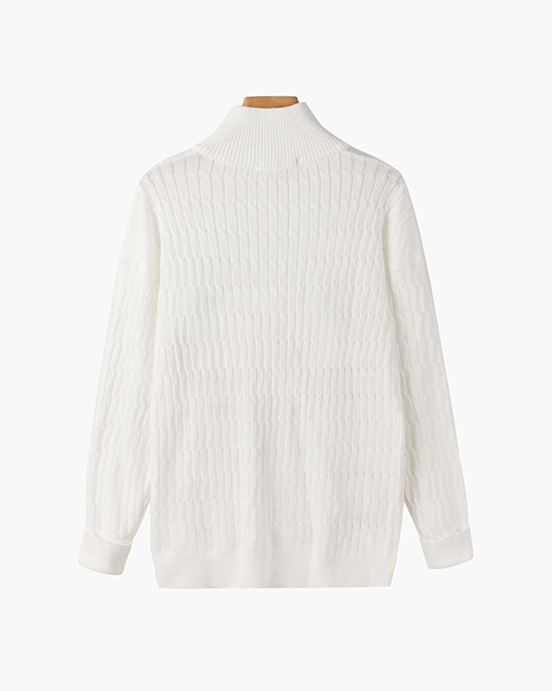 AVELYN LONDON™ | Wavy Half-Zip Sweater