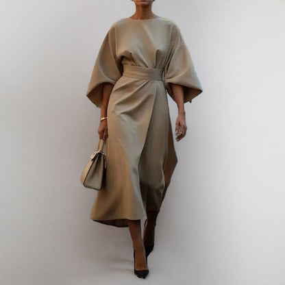 Eldra | Satin Feel Batwing Sleeve Maxi Dress