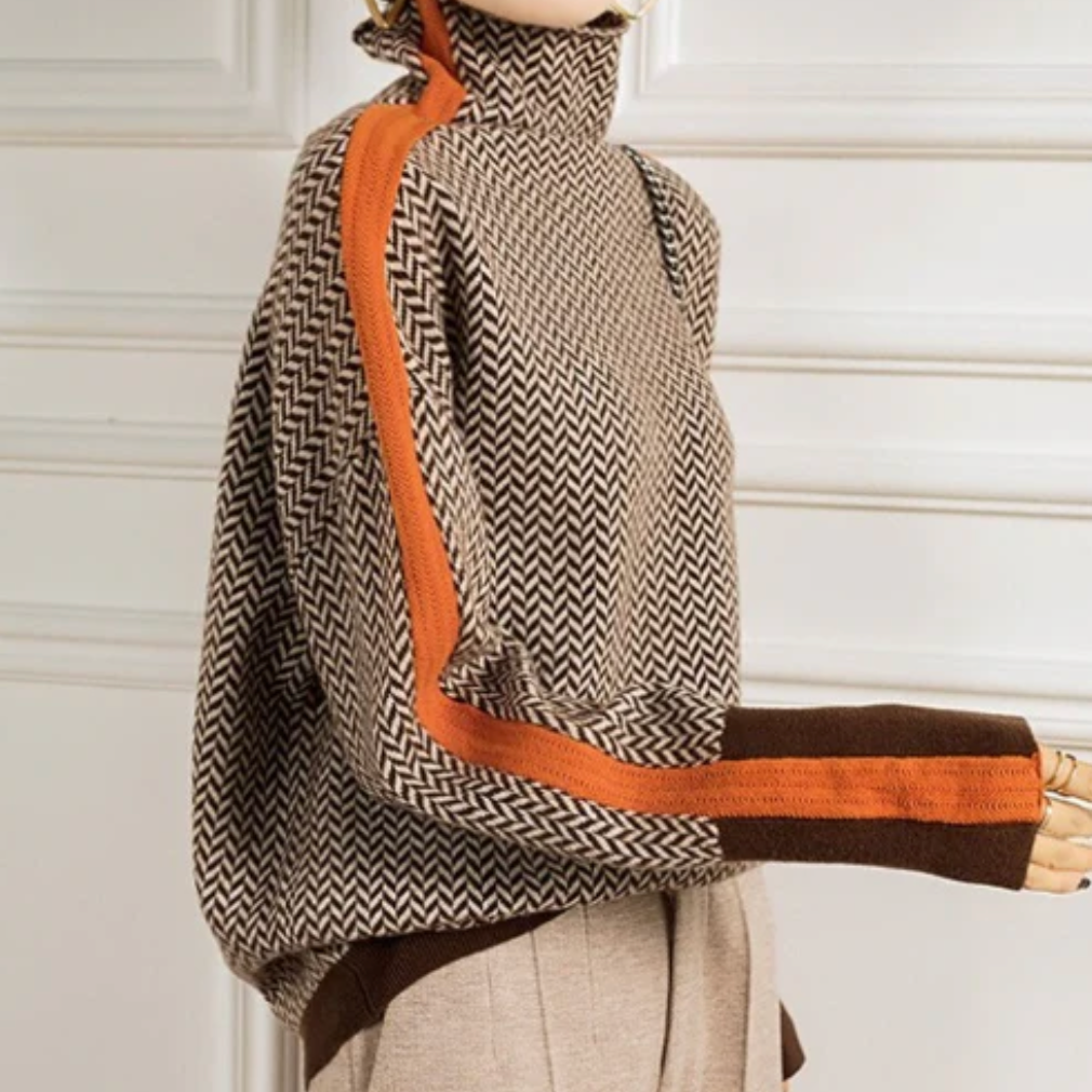 June | Eleanor | Herringbone Luxe Turtleneck