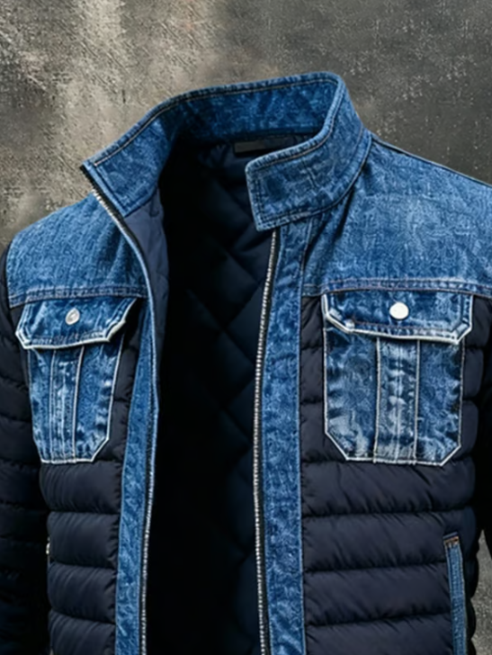 CHARLIE™ | QUILTED JACKET WITH REFINED DENIM DETAILS