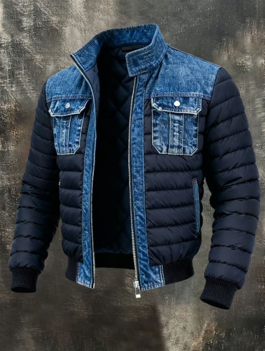 CHARLIE™ | QUILTED JACKET WITH REFINED DENIM DETAILS