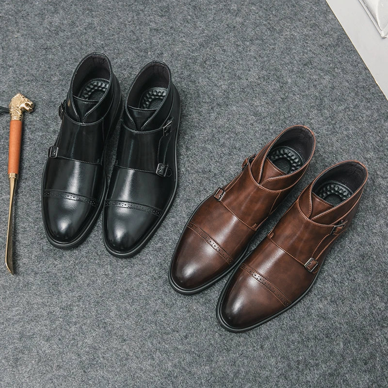 Parker | Double Buckle Synthetic Leather Boots