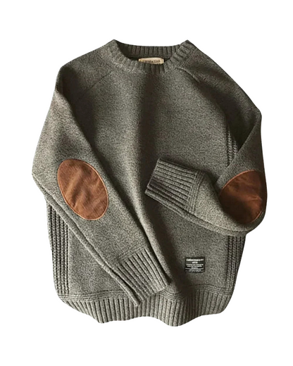 Henry | Heritage Wool Sweater with Suede Elbow Patches
