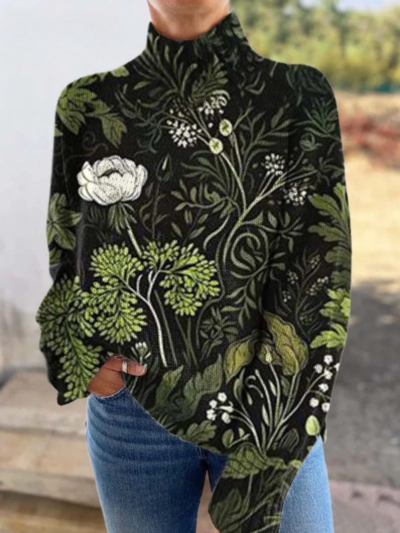 Leanne | Vintage botanical floral knit sweater