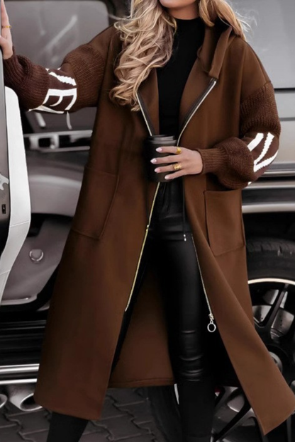 Elwira | Stylish jacket with knitted sleeves and hood