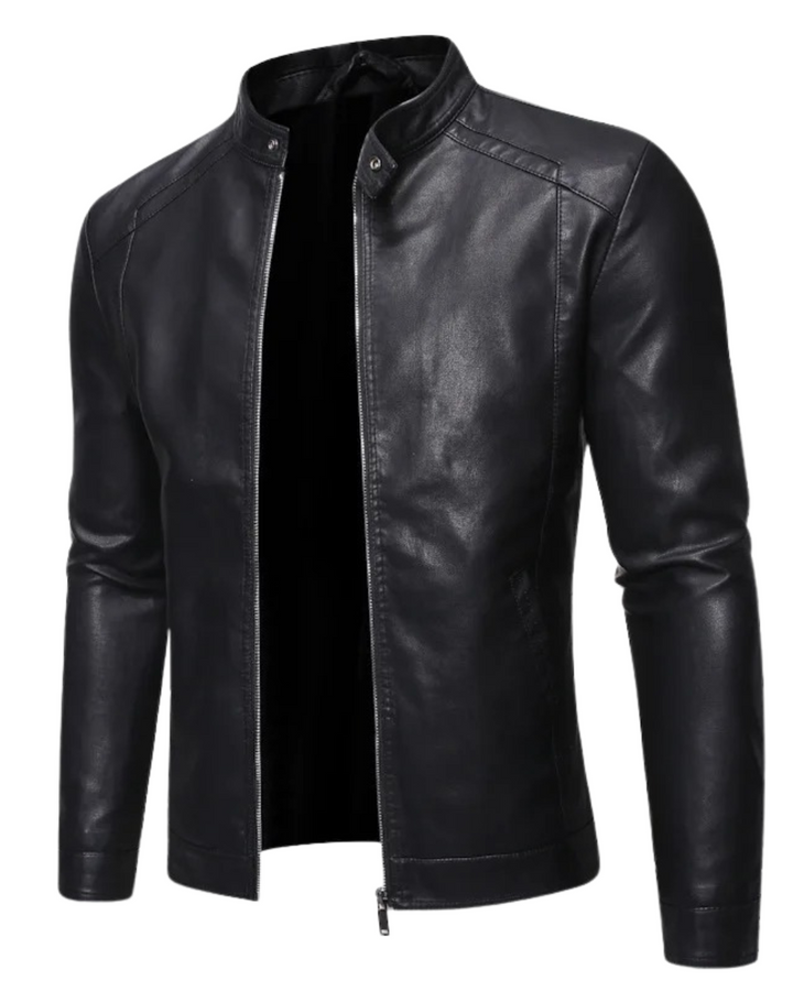 Jacob™ | Leather Jacket with Stand-Up Collar