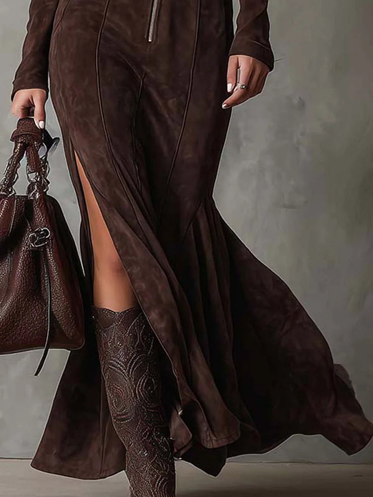 Avelyn™ | Alessia Suede Long Dress