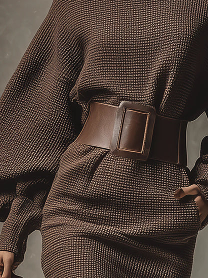 Avelyn™ Cléa | Short Knitted Dress with Belt