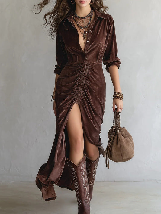 Avelyn™ Thalisse | Midi Dress in Pleated Velvet