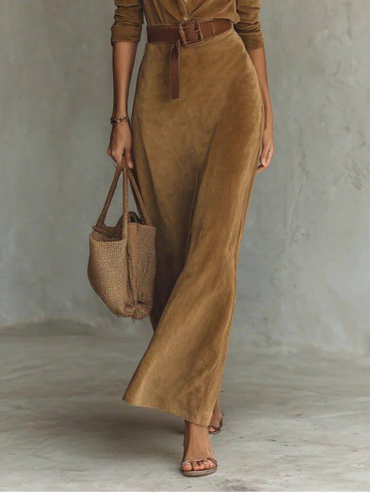 Avelyn™ Célianne | Chic Suede Maxi Dress